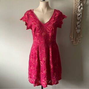 Baraschi 100% Cotton Lace Mini Dress Scalloped Size 6 Small ANTHRO